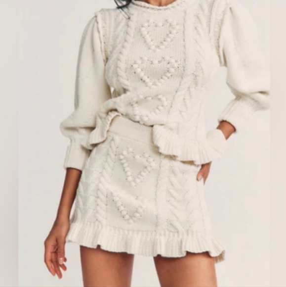 LOVESHACKFANCY BRENDANA HEART KNIT SKIRT - Picture 2 of 8